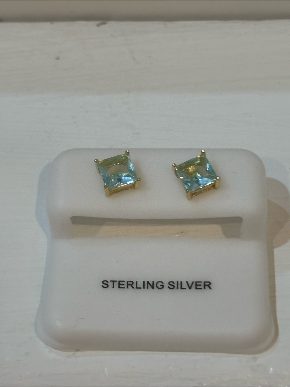 Aquamarine Sterling Silver Gold-Plated Stud Earrings